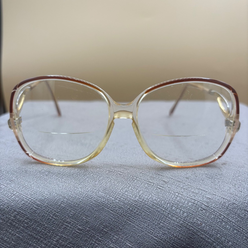 Vintage Eyeglass Frames Women Medium Clear Brown Excellent Librarian Chic